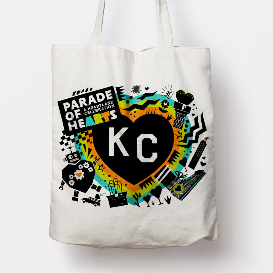 Parade of Hearts Canvas Tote